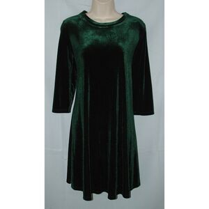Soft Stretchy Velour Sz Medium Green Christmas Holiday Pullover Dress URBAN COCO